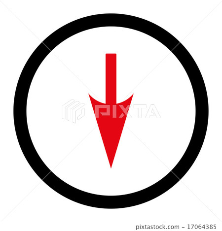Sharp Down Arrow flat intensive red and black colors rounded vector icon Sharp Down Arrow flat intensive red and black colors rounded vector icon 17064385