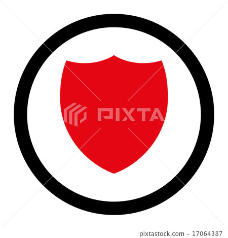 Shield flat intensive red and black colors rounded vector icon 17064387