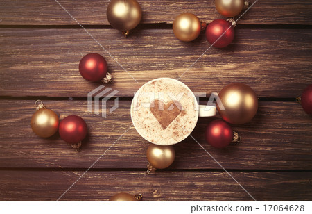 Cup of coffee and christmas bubbles 17064628