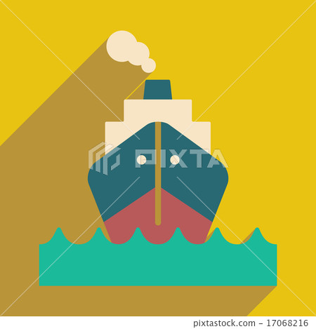 Flat with shadow icon and mobile application boat - Stock Illustration ...