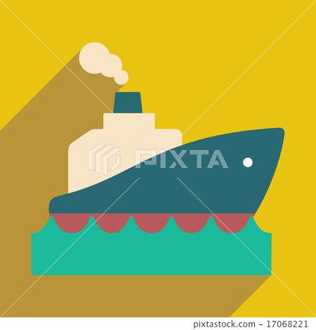 Flat with shadow icon and mobile application boat - Stock Illustration ...