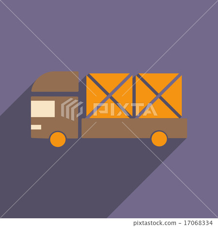Flat with shadow icon and mobile application delivery truck 17068334