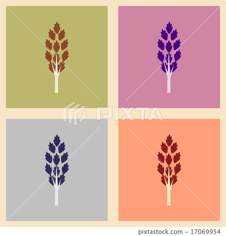 Flat with shadow concept and mobile application trees leaves  17069954