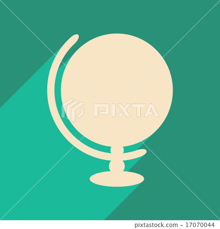 Flat with shadow icon and mobile application globe 17070044