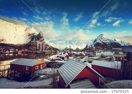 snow in Reine Village, Lofoten Islands, Norway snow in Reine Village, Lofoten Islands, Norway 17070325