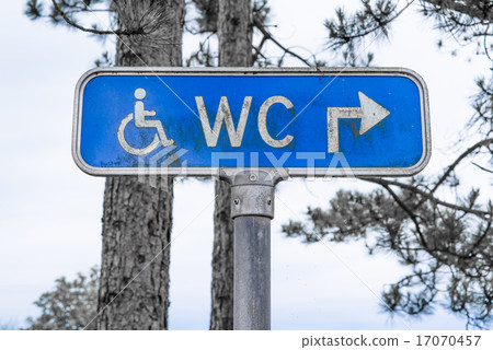 Outdoor toilet sign in blue color 17070457