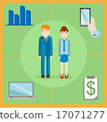 Flat style icons of a wihite collar office workers 17071277
