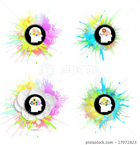 Vector icons set of human head with gears - Stock Illustration ...