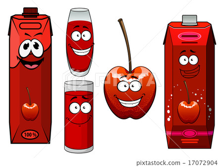 Cartoon red sweet cherry juice and fruit Cartoon red sweet cherry juice and fruit 17072904