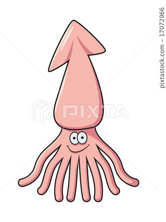 Cartoon pink squid with shy smile Cartoon pink squid with shy smile 17072966