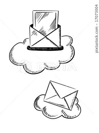 E-mail symbols with letters and clouds 17073004