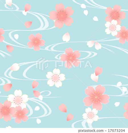 Japanese pattern cherry tree and running water pattern blue Japanese pattern cherry tree and running water pattern blue 17073204