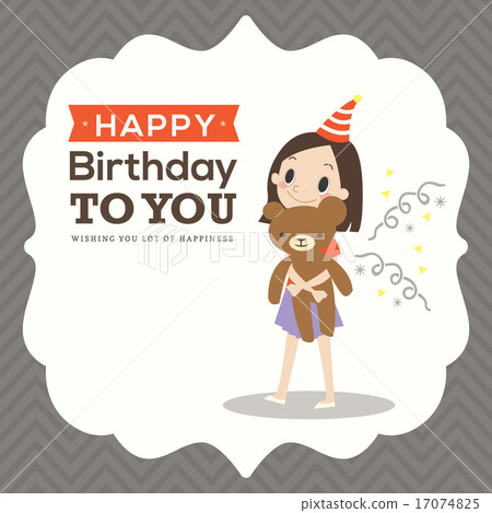 Happy birthday card with kid cartoon 17074825