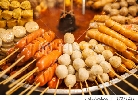 Fried sausage sticks as a popular street food 17075235