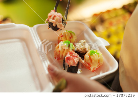 Sushi set in a foam box Sushi set in a foam box 17075239