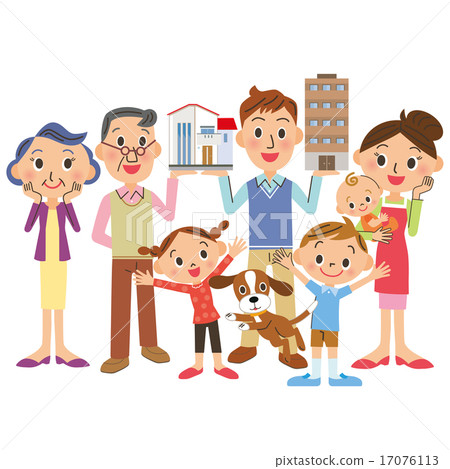 Purchase at home with 3 generations family Purchase at home with 3 generations family 17076113