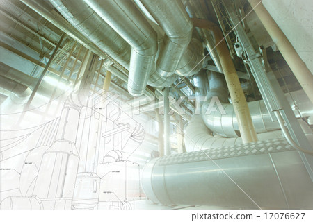 Industrial zone Steel pipelines, valves and cables Industrial zone Steel pipelines, valves and cables 17076627