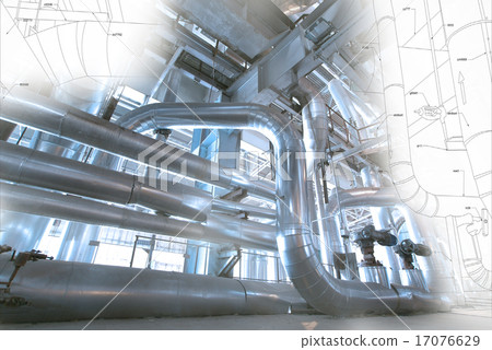 Industrial zone Steel pipelines, valves and cables 17076629