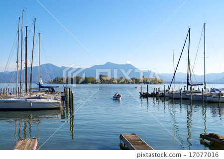 Sailing boats parking in the Chiemsee lake pier 17077016