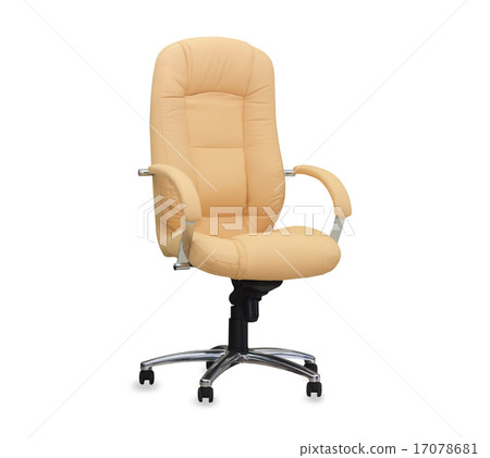 The office chair from beige leather. Isolated 17078681