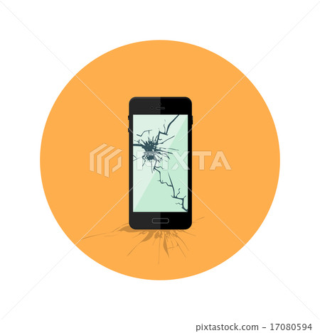 Black Broken Smartphone Flat Circle Icon Black Broken Smartphone Flat Circle Icon 17080594
