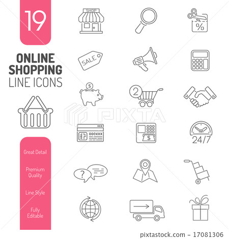 Online Shopping Thin Lines Web Icon Set Online Shopping Thin Lines Web Icon Set 17081306