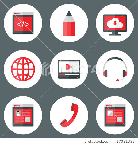 Website White and Red Icons Set 17081353