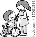 走路的輪椅/奶奶和照顧者的妹妹/黑與白 17081536