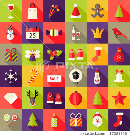 Big Christmas Squared Flat Icons Set 2 Big Christmas Squared Flat Icons Set 2 17081556