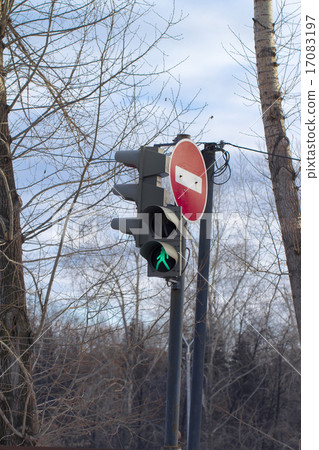 traffic signal on the white background 17083197