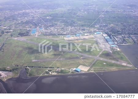 Ground Self Defense Force of Boso Peninsula in Chiba Prefecture Kisarazu garrison airfield and Kisarazu city area from over the Tokyo Bay 17084777