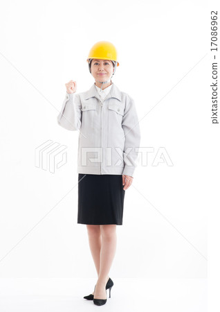 Female standing pose wearing work clothes Female standing pose wearing work clothes 17086962