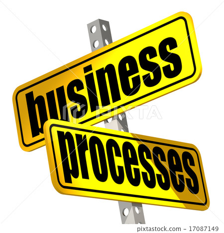 Yellow road sign with business processes word - Stock Illustration ...