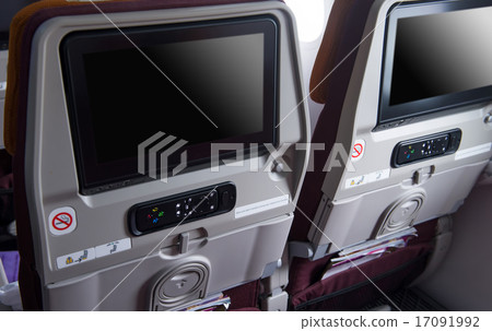 the Monitor on back seat in the cabin of the plane 17091992