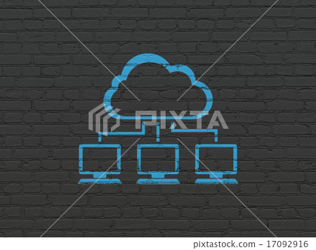 Cloud technology concept: Cloud Network on wall background Cloud technology concept: Cloud Network on wall background 17092916