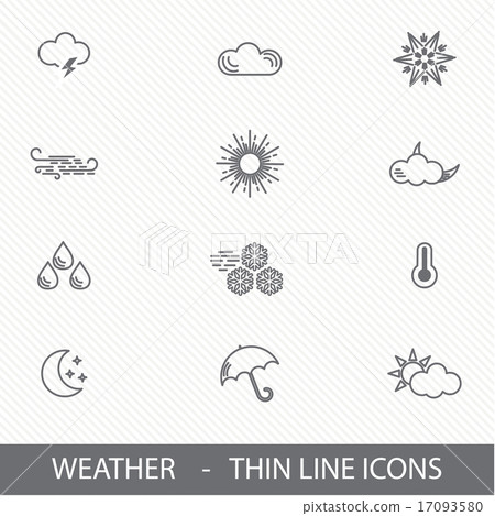 Thin Line Stroke Weather Icons - Stock Illustration [17093580] - PIXTA