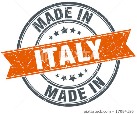 Italy orange grunge ribbon stamp on white 17094186