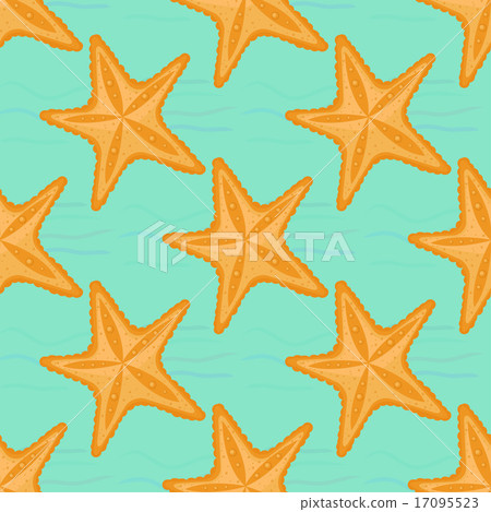 waves and starfish, seamless sea pattern. waves and starfish, seamless sea pattern. 17095523