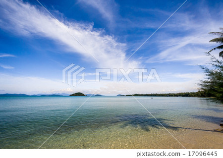 palm shadow on shallow water Koh Mak Thailand 17096445