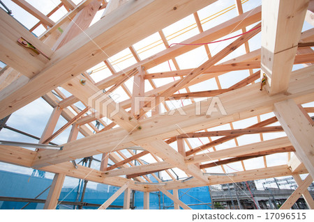 The upper building of wooden houses 17096515