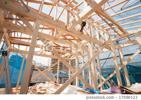 The upper building of wooden houses 17096522