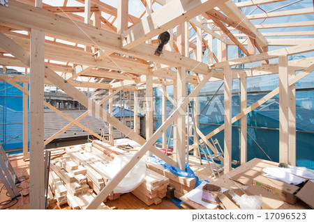 The upper building of wooden houses 17096523