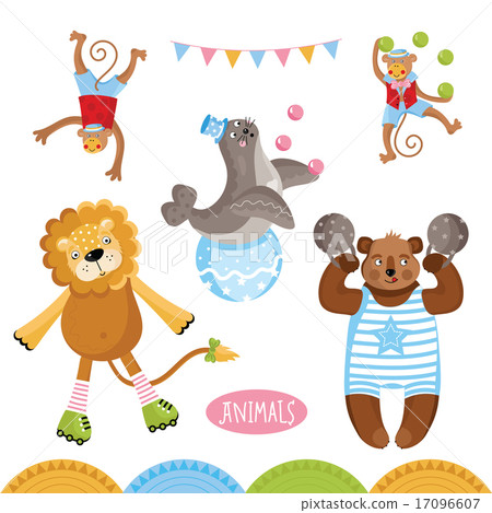 Vector Circus animals perform tricks. 17096607