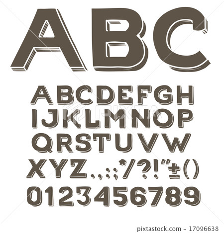 Hand drawin alphabet handwritting abc vector font. Type letters, numbers and punctuation marks 17096638