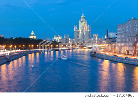 One of the Seven Sisters buildings at dusk, Moscow 17104963