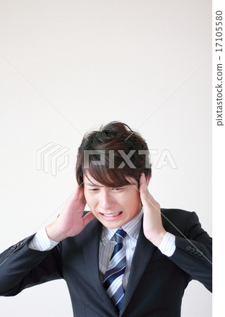 關閉我的耳朵疼（男性工作服工薪族商人臨時員工） 17105580