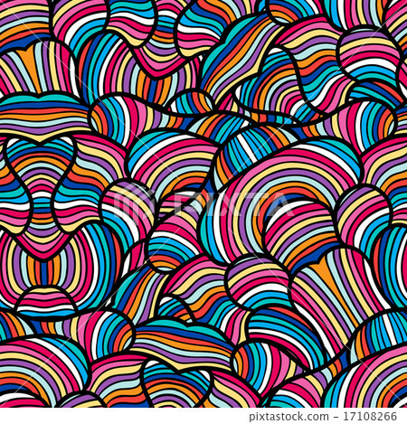 Seamless pattern with hand drawn waves line art - Stock Illustration ...