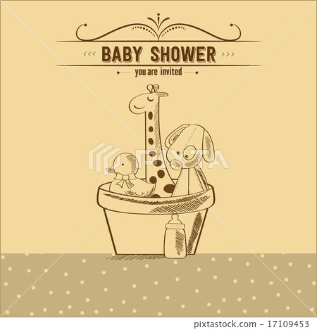 baby shower card with retro toys baby shower card with retro toys 17109453
