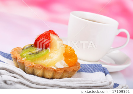 One fruit cake and teacup 17109591