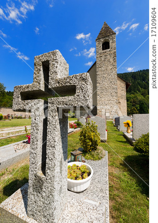 Granite Cross in an Italian Mountain Cemetery Granite Cross in an Italian Mountain Cemetery 17109604